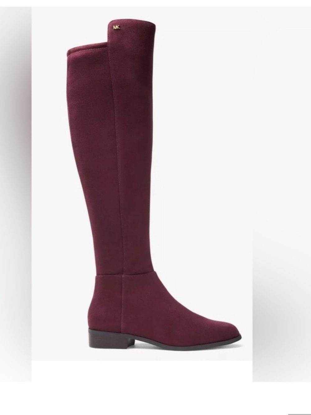 Michael Kors Bromley Flat Damson Suede Stretch Boots Burgundy Purple 7